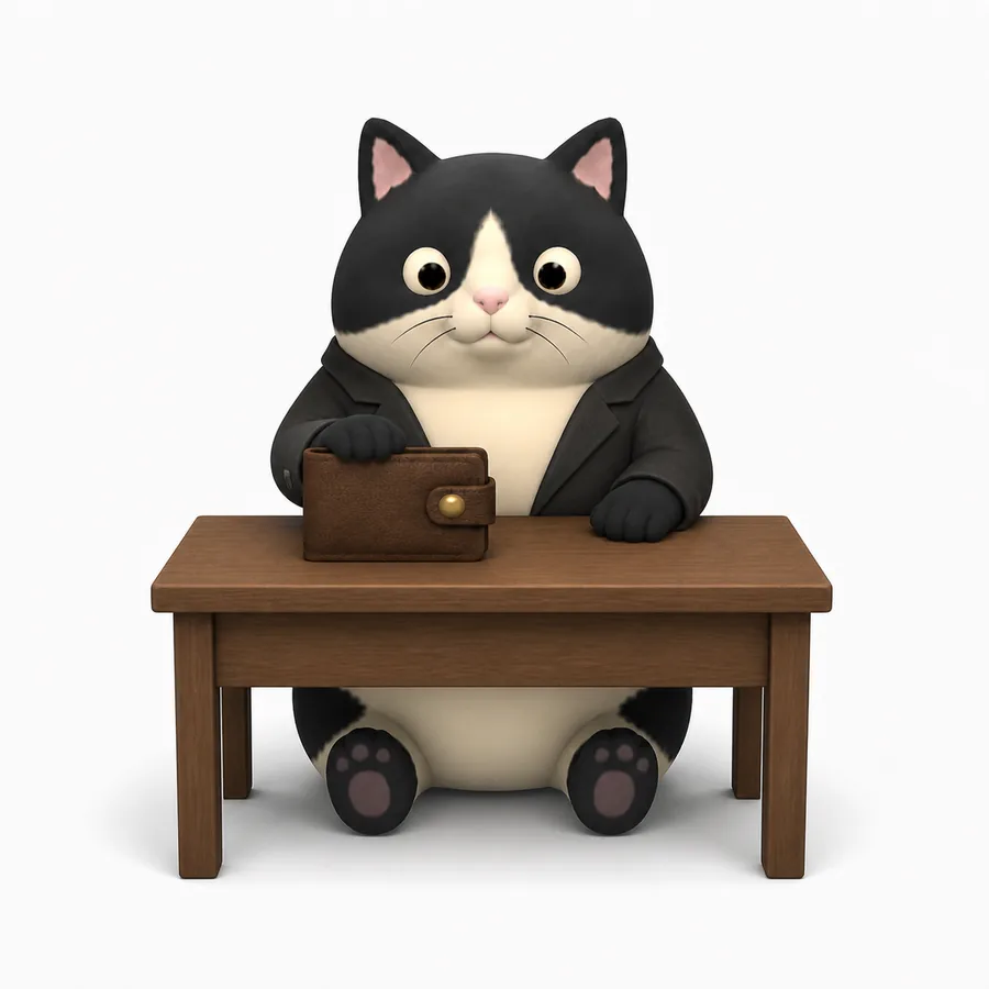 A cat in a blazer at a desk